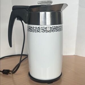 Corningware White and Black Coffee Percolator